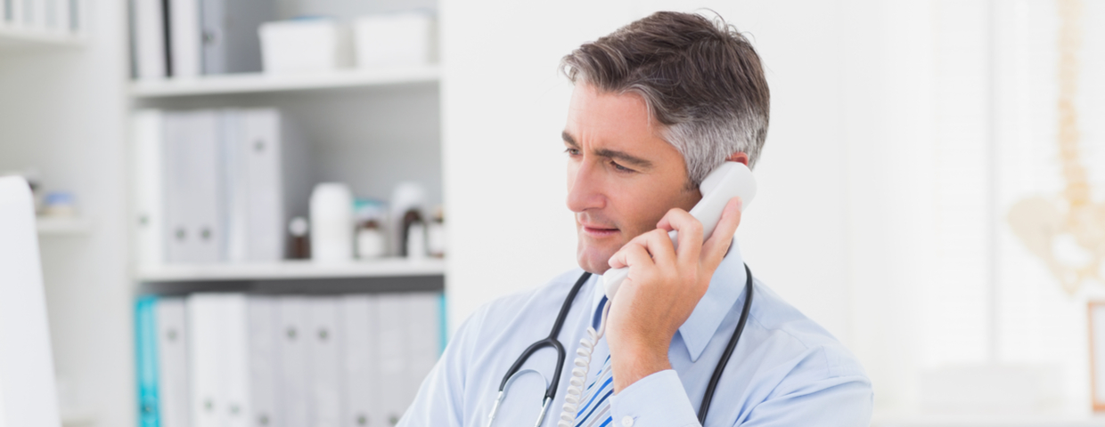 Doctor Purchasing Order Via Phone in Clinic